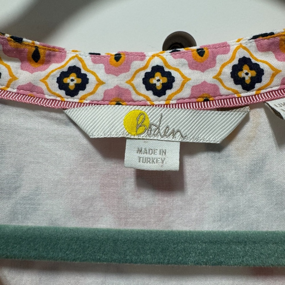 Boden Notch Neck Cotton Dress Ivory, Opulent Garden Size 8 - Picture 7 of 9